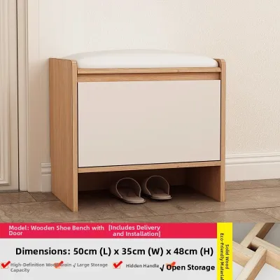 Multifunctional Shoe Cabinet with Bench Mirror Large Capacity