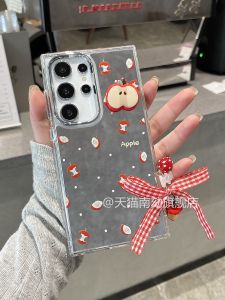Mirror Surface Protective Phone Case for S25 Ultra S24 S23 plus Anti-Fall with Lanyard Cute Girl Heart A54 S25 Edge A55 A34 A53 S22 S21 Samsung