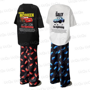 52TOYS | 2026 New Summer Couples Matching McQueen&Sally Cotton Pajama Set T Shirt Pants Family Sleepwear Adults Kids Outfit Kit Tops