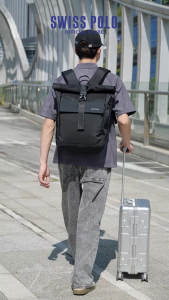 Swiss Polo Mens Oxford Fabric casual Backpack - SZC 8061 BLACK
