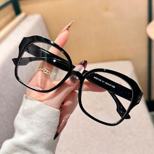 JN IMPRESSION New Fashion Oval Frame Anti-blue Light Glasses Personalized Color Splicing Catwalk Plain Blue Light Blocking Glasses