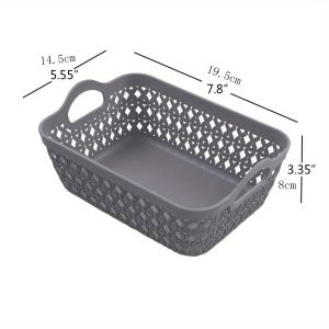 A Top Quality 1Pcs Hollowed out Side Woven Plastic Storage Box Simple Organizer Basket for Home Kitchen Sundry Goods
