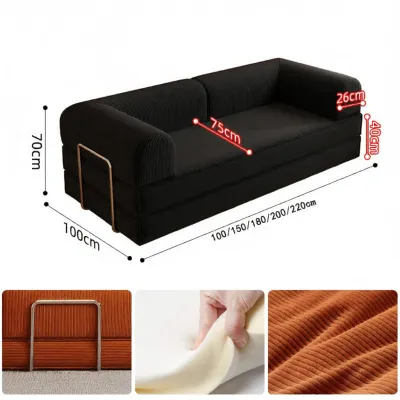 French Artistic Teddy Fabric Sofa Bed Vintage Compressed Sofa Module Combination Folding Dual Purpose Small Size