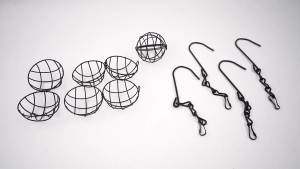 4Pcs Fat Ball Bird Feeder Metal Hanging Detachable with Chain Hooks Outdoor Garden Bird Feeding Station Kit