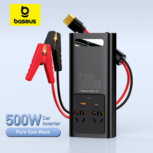 Baseus Car Inverter 500W DC 12V to AC 110V 220V Auto Converter Type-C USB Fast Charging Pure Sine Wave EU US Socket Car Inverter
