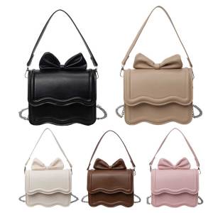 Versatile Women Cross Body Bag with Bowknot Accent Durable PU Leather for Daily and Travel Use