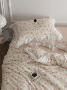 Princess Style Floral Pure Cotton Bedding Set 4-Piece Bed Sheet Quilt Coverlet Bed Skirt Pillowcase Country Style Print