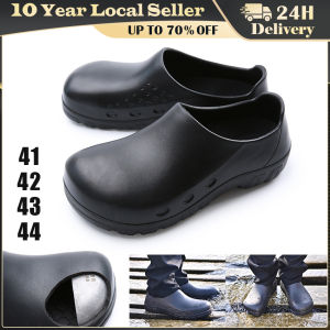 Chef Shoes With Steel Cap Toe Work Safety Shoes Indestructible Kitchen Working Rubber Sandals Non Slip Oil Proof Strong Grip