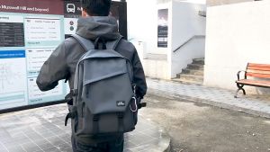 TOP MEN PH Korean Style Minimalist Techwear Backpack Waterproof Mens Laptop Bag for Work School and Travel Sleek Black Multi-pocket Casual Daypack