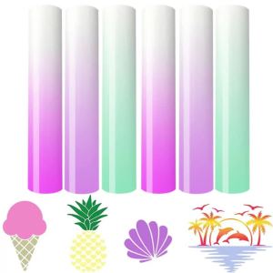 Vải Vinyl Chuyển Nhiệt Đổi Màu UV Cảm Biến Ánh Nắng Mặt Trời Dán Ủi Tự Làm Cho Áo Thun Mũ Tương Thích Với Máy Cắt Hoặc Máy Silhouette Cameo
