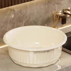 Thickened Home Use Face Washing Basin Student Dormitory Bathroom Laundry Vegetable Washing round Shape Plastic Sink Bowl