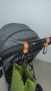 Stroller Hooks Clips Stroller Accessories Aluminum Alloy Carabiner for Bicycle Camping Travel & Car Hanging Diaper Bags PU Leather