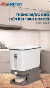 Thùng Đựng Gạo Thông Minh Hokori Việt Nhật 5338 Cho Gia Đình Chống Ẩm Chống Mọt Lấy Gạo Tự Động Ngăn Côn Trùng 10kg