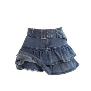 Váy Denim Nữ Cạp Cao Kiểu Hàn Quốc Dáng Chữ A Tay Ngắn Họa Tiết Hoa Chất Liệu Polyester Mùa Xuân 2025