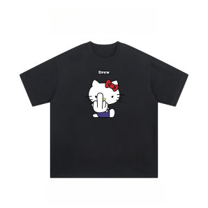 Sanrio | Summer Best-selling American Trendy Brand Kitty Cat Print T-shirt for Both Men and Women Street Fashion and Hip-hop StyleT-shirt