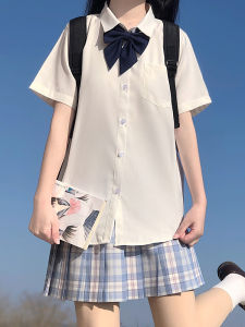 LF Original JK Uniform Shirt Womens Short Sleeve Japanese Style Basic Style Easiest for Match Pure Color Student Preppy Style White Tr Shirt