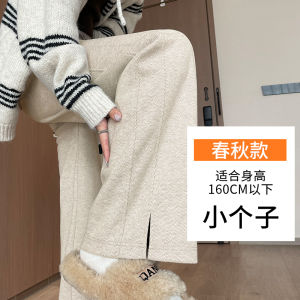 Acetate Wool Loose Pants Womens Autumn and Winter Fleece-lined Small High Waist Drooping Casual Straight-Leg Woolen Glutinous Rice Pants