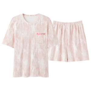 MiiOW | ชุดนอนผู้หญิงผ้าฝ้ายแท้แขนสั้นฤดูร้อน ชุดนอนสองชิ้น ชุดอยู่บ้าน ใส่กลางแจ้ง ชุดนอนผู้หญิง ชุดนอนฤดูร้อน ชุดนอนแขนสั้น