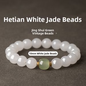 BAXIANGMENG | Natural Hetian Jade Bracelet White Jade