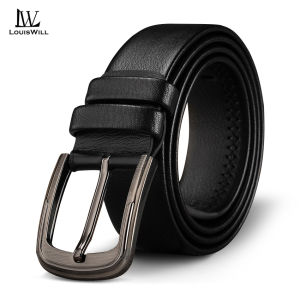 LouisWill Men Belts Cowhide Leather Belts Utility Waist Belts 120cm Adjustable Length Dress Belts for Men with Classic Buckle Vintage Jeans Belt for Men