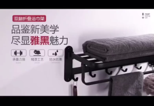 ราวแขวนผ้า รุ่นไม่ต้องเจาะผนัง ราวตากผ้าติดผนังอย่างดีพับได้ มีราวแขวน 5เส้นพร้อมตะขอแขวนครบ