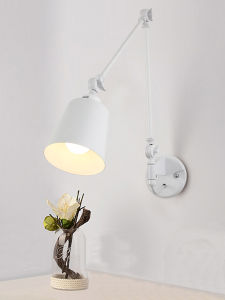 Nordic Style Adjustable Reading Lamp Wall Light Iron Material Foldable Arm Extendable Pole Study Bedroom Living Room Lighting