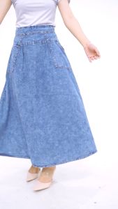 Solacol - Rok Payung Jeans Hitam Snow Model polos Premium