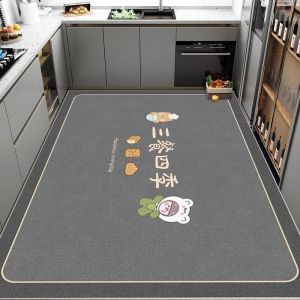 VIKAMA คริสตัลเวลเวทพรมปูพื้นห้องครัวกันลื่น ดูดซับน้ำ กันน้ำมัน แห้งเร็ว พรมห้องน้ำและห้องส้วม ของตกแต่งบ้าน