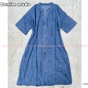 SHANE CLOTHING DRESS WANITA DENIM KOREAN STYLE 9074