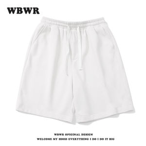 American Style Simple Sport Shorts Mens Summer Trend Casual Loose Drawstring Five-Quarter Pants Breathable Polyester Cotton Blend