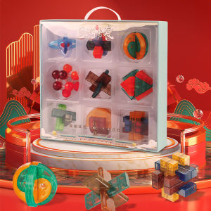 QY TOYS | Complete Set High Difficulty Transparent Glassy Kongming Lock Puzzles