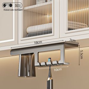 Bathroom Wall-Mounted Magnetic Toothbrush Cup Holder No-Drill ABS Plastic Storage Rack for Brushing And Mouth Washing Cups