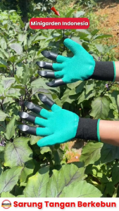 Sarung tangan berkebun satu pasang plus 4 cakar menggali tanah bahan latex AB005 HIJAU CAKAR alat