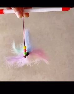 Cat Interactive Toys 105 cm Long Stick 5-6 Feather Bells Elastic Cat Teaser