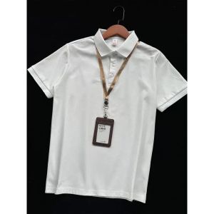 OUMULONG | Letter Embroidery Clean Fit Polo Shirt 5/8 Sleeve