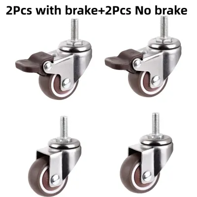 4Pcs Furniture Casters 360° Swivel Universal Heavy Soft Rubber Mute Wheel for Platform Trolley Chair Household Accessories