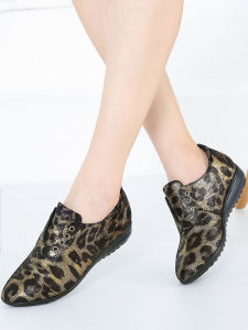 Womens Genuine Leather Shoes round Toe Wedge Soft Bottom Large Size Mother Lace-up Deep Mouth Middle-Aged and Elderly Single-Layer Shoes Cowhide Comfortable Platform