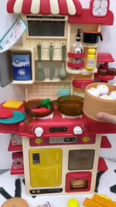 Medium MIst Spraying Kitchen 48 Pieces Accessories with Lights and Sounds for Kids Pretend Play by WISHLAND
