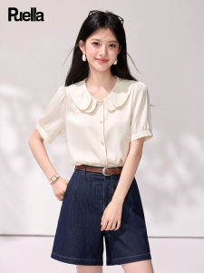 puella | Áo Sơ Mi Voan Dễ Thương Giảm Tuổi Mới Mùa Hè Tay Ngắn Rộng