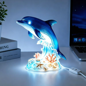 Dolphin Owl Lion 3 Headed Hellhound Night Light Animal Resin Statue Craft for Desktop Decor Bedroom Bedside Lamp Child Gift