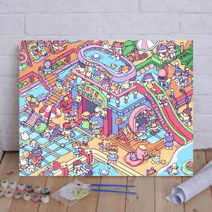 Tranh Sơn Dầu Theo Số Acrylic Paint By Numbers Dòng Milky Town Tranh Vẽ Tay Trang Trí Tường Phòng Ngủ Quà Tặng Độc Đáo Tranh Nghệ Thuật Trừu Tượng.