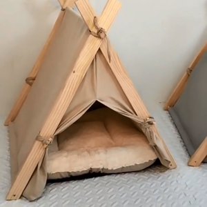 Pet Tent Bed Teepee House Foldable Portable for Cats & Small Dogs – Soft Cushion Washable Breathable Indoor Cozy Shelter