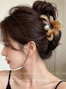 Ink Painting Petal Design High-class Sense Hair Clamp Medium