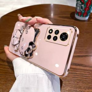 Applicable to Honor V40 mobile phone case electroplated cat bracket makeup mirror Honor 9X silicone soft case protective case h2607069