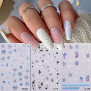 สติกเกอร์ติดเล็บลายเกล็ดหิมะคริสต์มาสฤดูหนาว 3 ชิ้น ใช้งานง่ายสำหรับตกแต่งเล็บ ทำเองได้ ใช้เป็นของขวัญ แต่งหน้าสำหรับงานปาร์ตี้