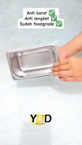 Food Pan Stainless + Tutup lubang 1/9 x 65cm / Satu set tempat makan