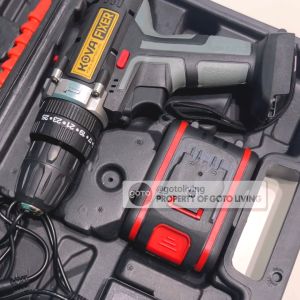 Kova Fixer Cordless Drill 10mm & Set Mesin Bor Tangan Baterai Tembok 21V