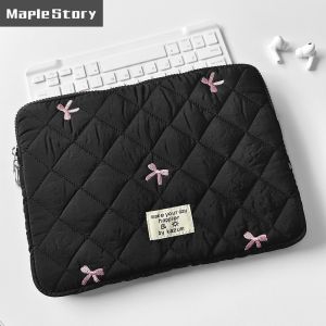 Bow Embroidery Laptop Sleeve Case 13 14 15.6 16 Inch For Macbook Air 13 Pro Xiaomi Lenovo Dell Notebook Soft Case11“ ipad Case