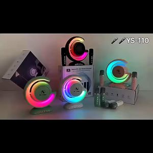 Bluetooth Wireless Dual Microphone Karaoke Speaker With Moon Light  RGB Effect Support TF Card USB AUX In 3D Stereo Sound YS110