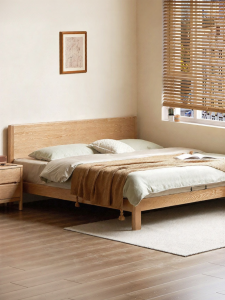 WEISHA | Solid Wood Double Bed Main Bedroom Oak